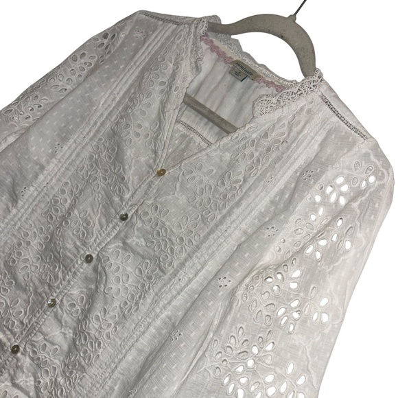 Sundance white broderie anglaise embroidered button down shirt S - Picture 2 of 3